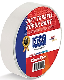 KRAF ÇİFT TARAFLI KÖPÜK BANT 12mm x 5m 5012G