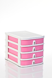 OPS CO 7400 ÇEKMECELİ ORGANİZER BEYAZ GÖVDE PASTEL PEMBE ÇEKMECE