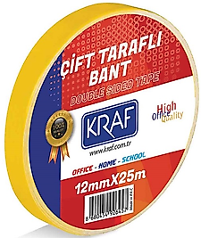 KRAF ÇİFT TARAFLI BANT 12mm X 25m 2512G