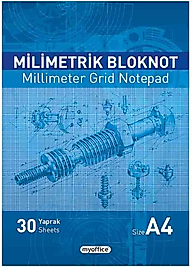 DEFNE - myoffice A4 Milimetrik Bloknot Mavi - 30 Yaprak