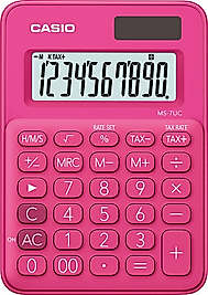 CASIO HESAP MAKİNESİ MASAÜSTÜ 10 HANE MS - 7UC - Pembe