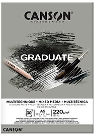 CANSON ÇİZİM BLOĞU GRADUATE MIX MEDIA GREY A5 220 GR 30 SF 400110370