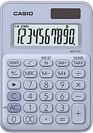 CASIO HESAP MAKİNESİ MASAÜSTÜ 10 HANE MS - 7UC - Gri
