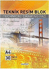 DEFNE -myoffice  A4 Teknik Resim Blok - 30 Yaprak,