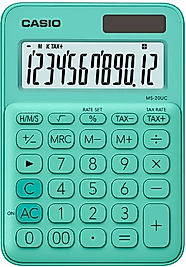 CASIO HESAP MAKİNESİ MASAÜSTÜ MS-20UC-GN 12 HANE Yeşil