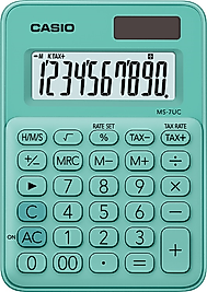 CASIO HESAP MAKİNESİ MASAÜSTÜ 10 HANE MS - 7UC - Yeşil