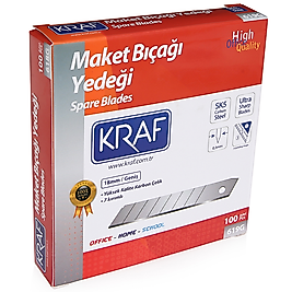 KRAF MAKET BIÇAĞI YEDEĞİ GENİŞ ULTRA KARBON ÇELİK SK5 100 LÜ 619G