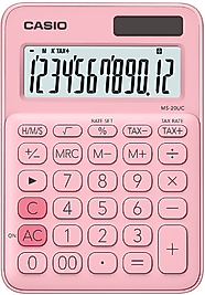 CASIO HESAP MAKİNESİ MASAÜSTÜ MS-20UC-PK 12 HANE Pembe