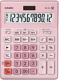 CASIO HESAP MAKİNESİ MASAÜSTÜ GR - 12C - PK - W - DP Pembe