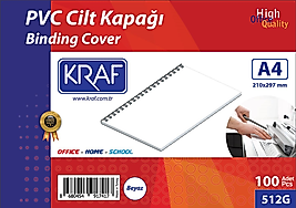 KRAF CİLT KAPAĞI A4 100 LÜ 512G BEYAZ