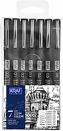 KRAF DRAWING PEN - ÇİZİM KALEMİ 222 7 Lİ SET