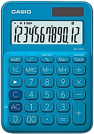 CASIO HESAP MAKİNESİ MASAÜSTÜ MS-20UC-BU 12 HANE Mavi