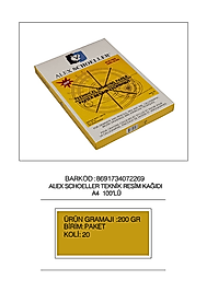 ALEX TEKNİK RESİM KAĞIDI A4 200 GR DAMGALI 100 LÜ 200.04