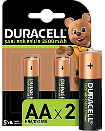 DURACELL PİL ŞARJLI 2 Lİ AA KALEM 2500MAH