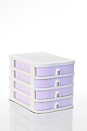 OPS CO 7400 ÇEKMECELİ ORGANİZER BEYAZ GÖVDE PASTEL MOR ÇEKMECE