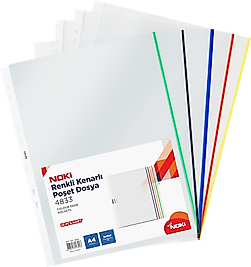 NOKİ POŞET DOSYA 5 RENKLİ KENARLI 55 MİCRON 25 Lİ 4833