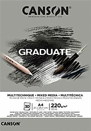 CANSON ÇİZİM BLOĞU GRADUATE MIX MEDIA GREY A4 220 GR 30 SF 400110371