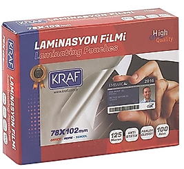 KRAF LAMİNASYON FİLMİ 78x102 MM 125 Mic. 100 LÜ 2127