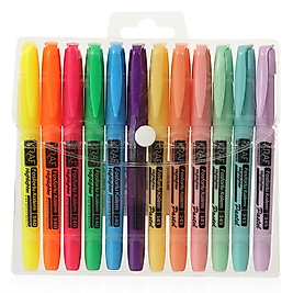 KRAF FOSFORLU KALEM TİPİ 340/345-12 12 Lİ ( 6 PASTEL+6 PARLAK RENK )