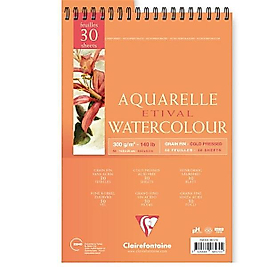 Claırefontaıne Teknik Resim Kağıdı Sulu Boya Etival Dokulu Cold Press Üsten Spiralli 30 YP A5 300 GR EK 96570